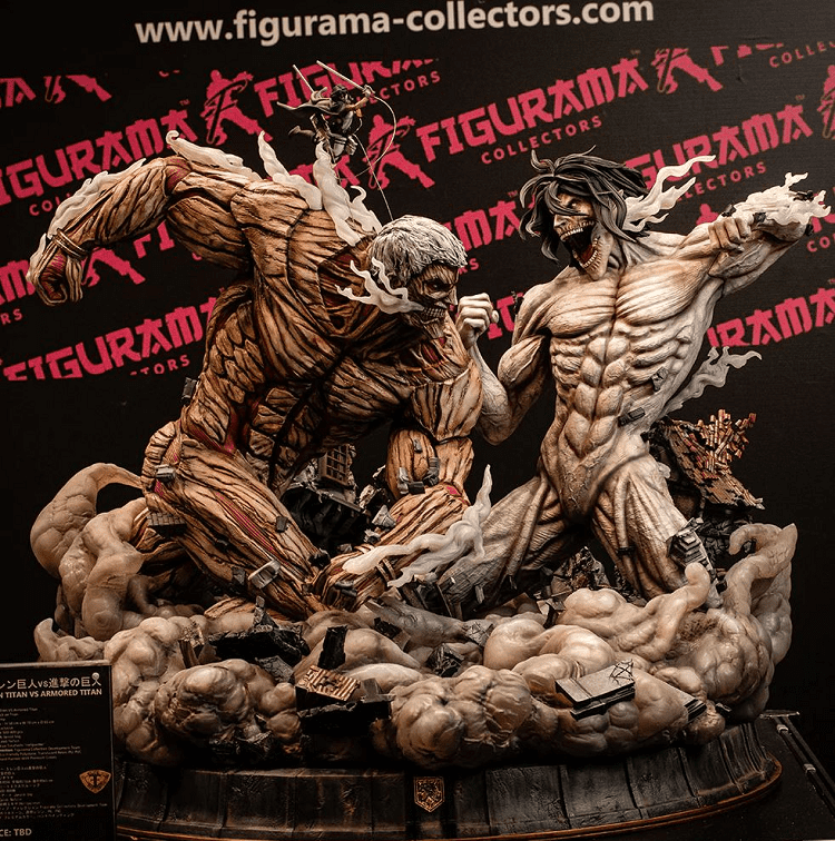 Attack on Titan Armored Titan VS Eren and Mikasa Ackerman Elite Exclusive Statue by Figurama Collectors