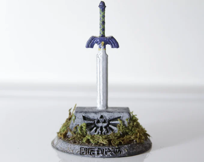 3D-Printed and Hand-painted Legend of Zelda Master Sword in Stone