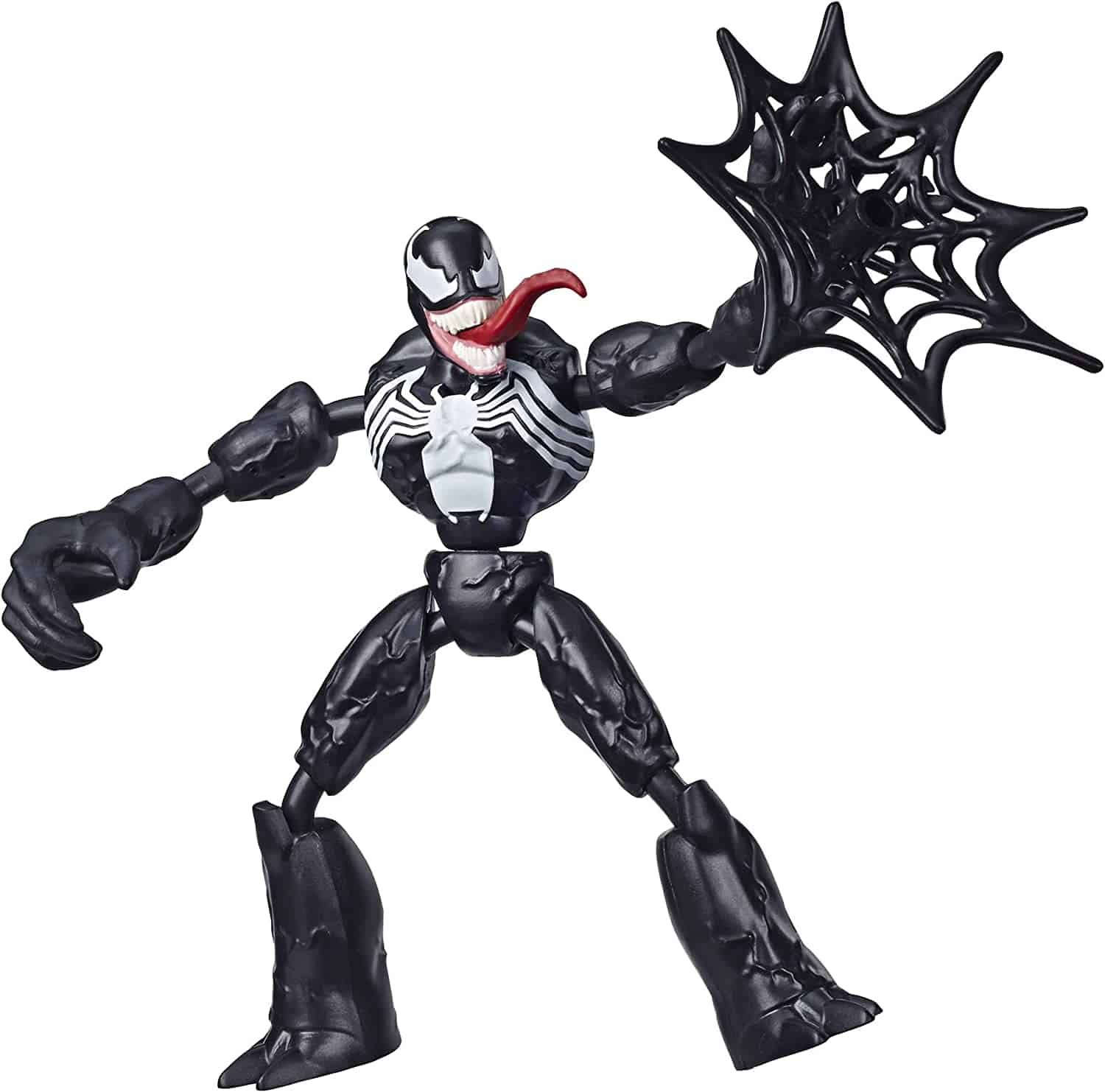 Spider-Man Marvel Bend and Flex Venom Action Figure Toy, 6-Inch Flexible Figure, Includes Web Accessory, for Kids Ages 4 and Up