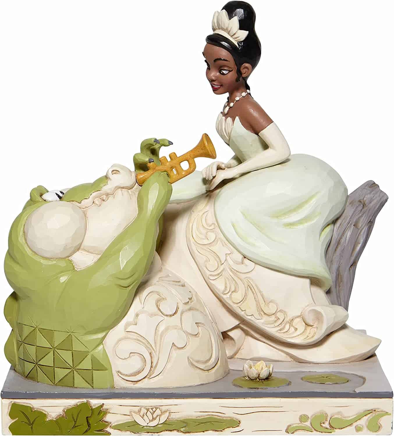 Enesco Disney Traditions by Jim Shore White Woodland The Princess and The Frog Tiana with Louie Figurine, 7.5 Inch, Multicolor