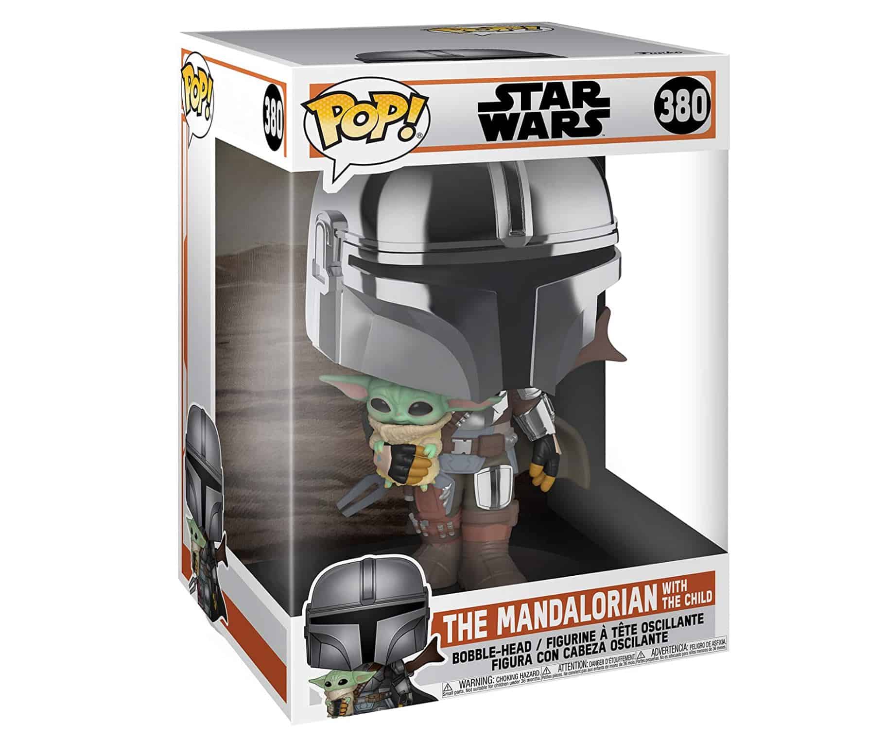 Pop! Star Wars: The Mandalorian - 10 Inch Chrome Mandalorian with The Child