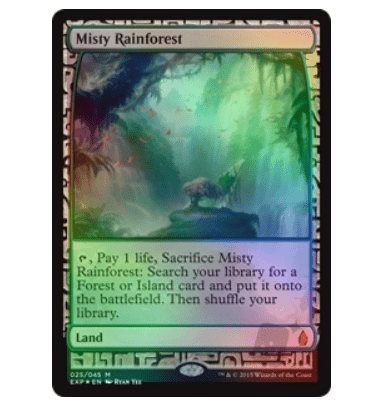 mythic foil mtg misty rainforest nm land card