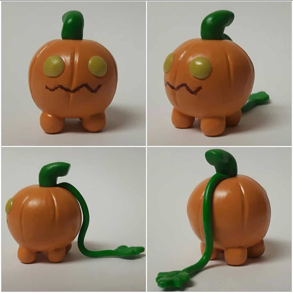 Pumpkin Pop with face created from clay.